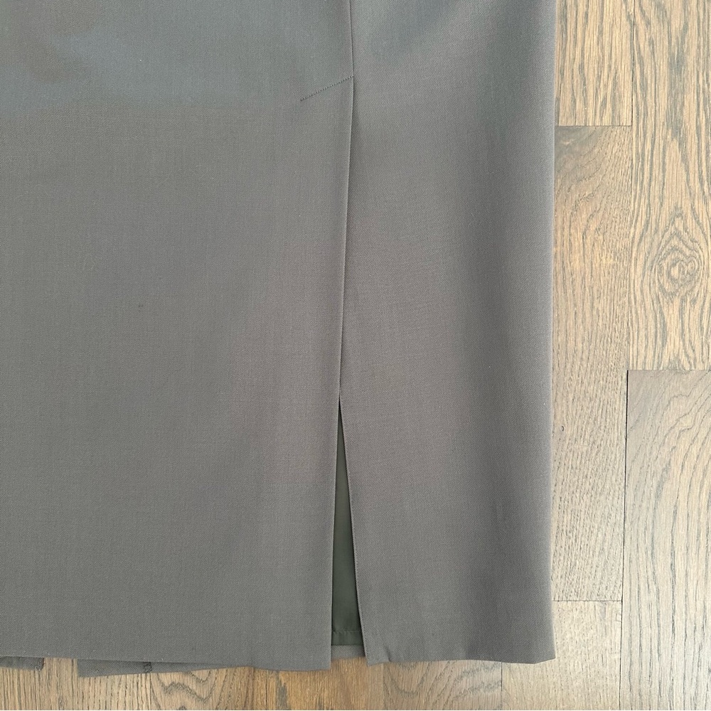 Vintage Designer High Waist Midi Wool Pencil Skirt in Dusty Grey Olive 8 / M - Picture 8 of 9